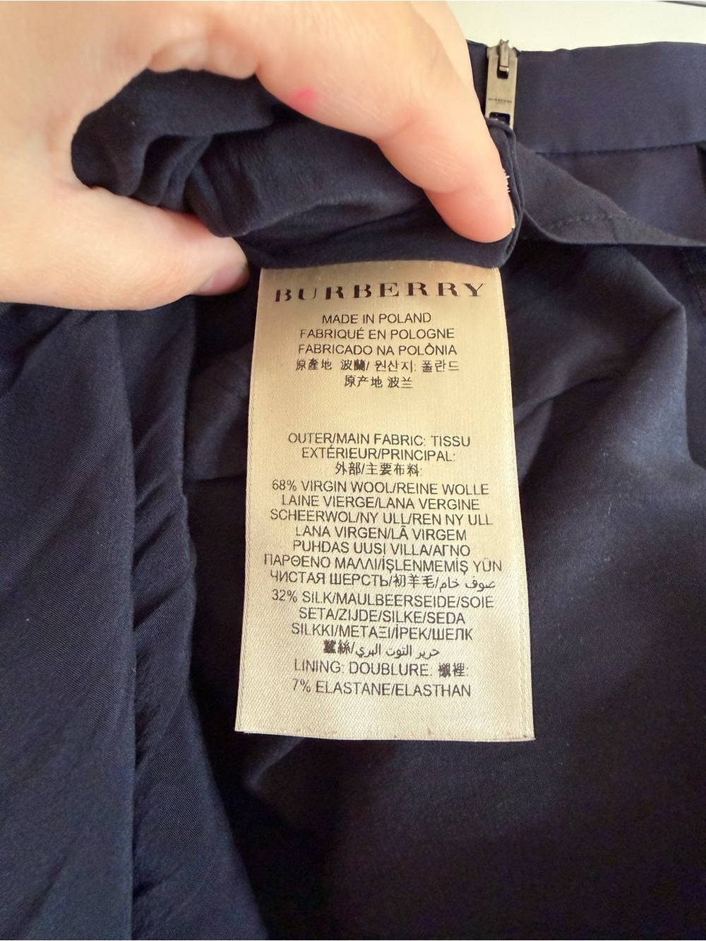 Navy Burberry Pleated A line skirt - Picture 5 of 6